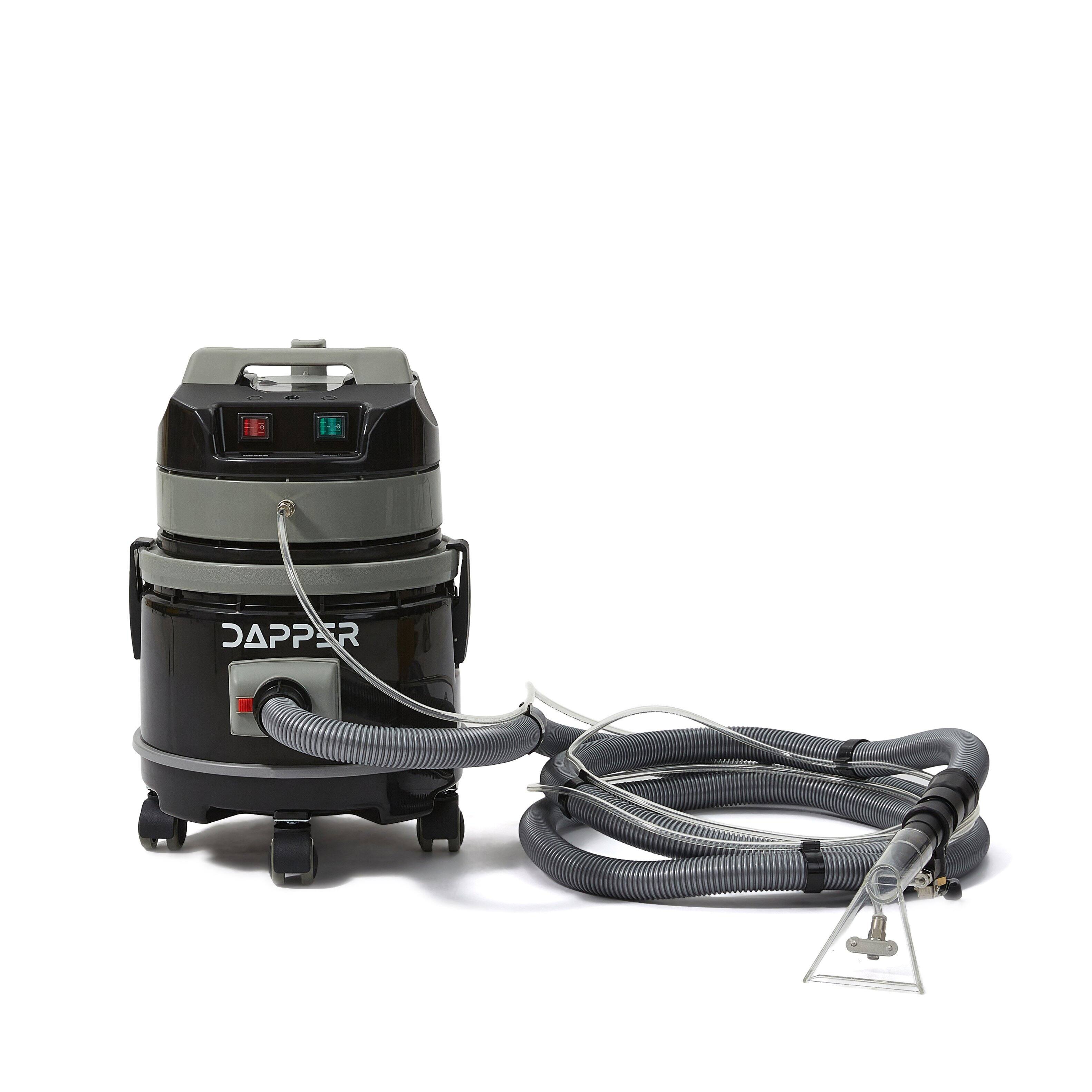 Angle. Dapper Supply - Commercial Wet/Dry Vacuum Cleaner with Cold Water Extraction, 1 Gal. Solution & 3 Gal. Recovery Tank - Black.