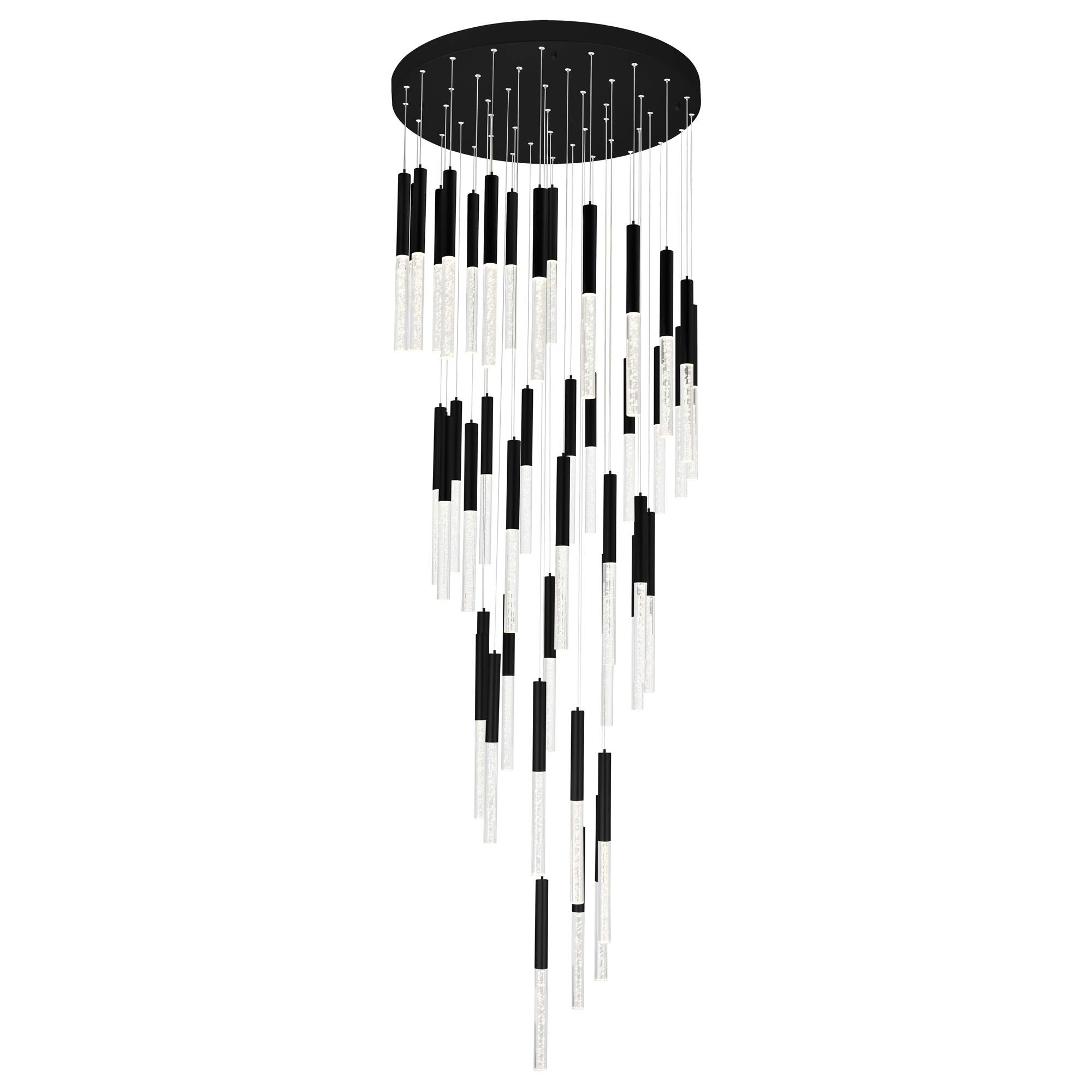 Angle. CWI Lighting - Dragonswatch LED Integrated Chandelier with Black Finish - Black.