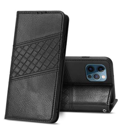 Front. Reiko - Apple Iphone 12 Pro Max 3-In-1 Wallet Case In Black - Black.