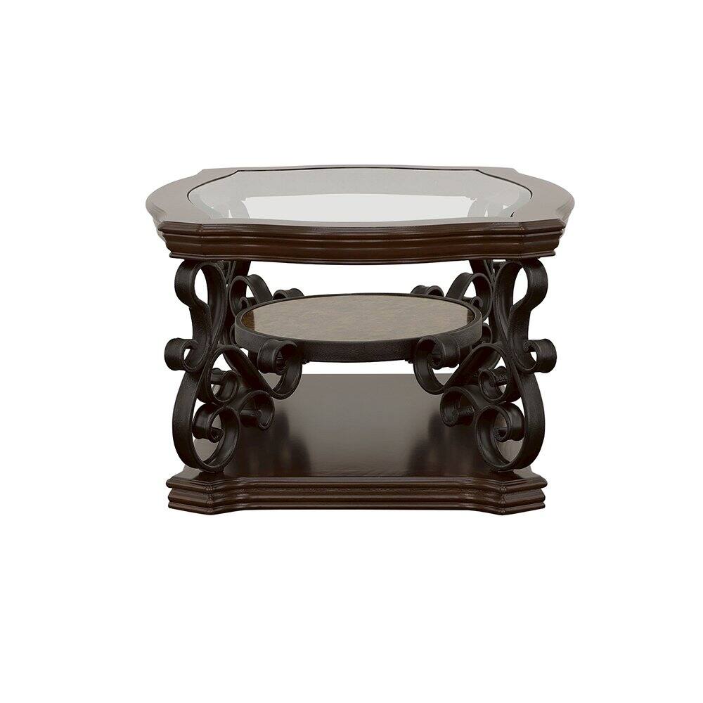 Alt View 5. Coaster Co. of America - Laney 1-shelf Glass Top Rectangular Coffee Table Deep Merlot - Brown.