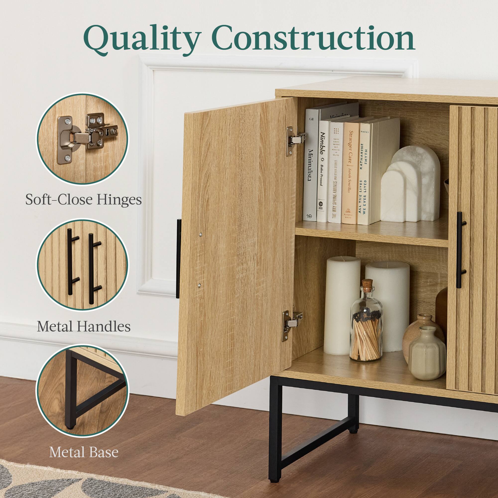 Quality Construction Soft-Close Hinges, Minimalist T, Nimble Stranger 2 Care F, 1 I 1 P AMNIS Suih C I 2 y, KATHARI THTTI LIYES LITER i, TSW 1A Metal Handles, Metal Base.