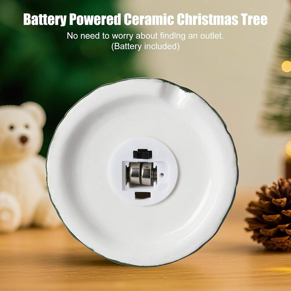 Battery Powered Ceramic Christmas Tree  
No need to worry about finding an outlet.  
(Battery included)