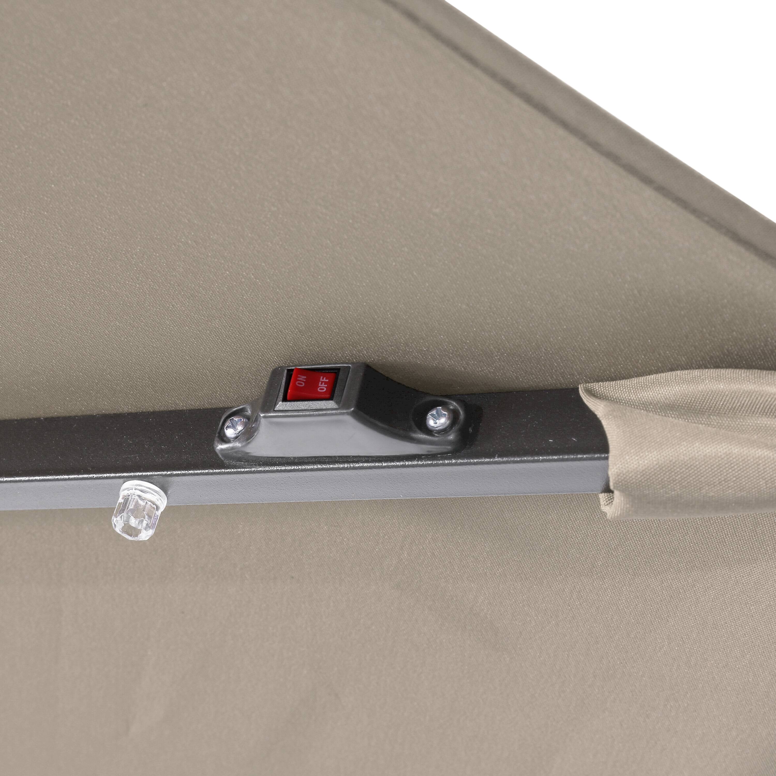 Alt View 8. Emma + Oliver - Hogan 9 FT Patio Umbrella with Solar LED Lights and Crank and Tilt Functions - Tan.