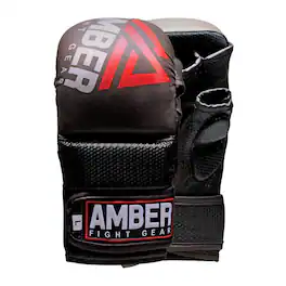 Amber Sporting Goods - Contender Sparring MMA Gloves, Open Palm, Padded Half Thumb, Shock-Absorbing Foam, Small/Medium - Black