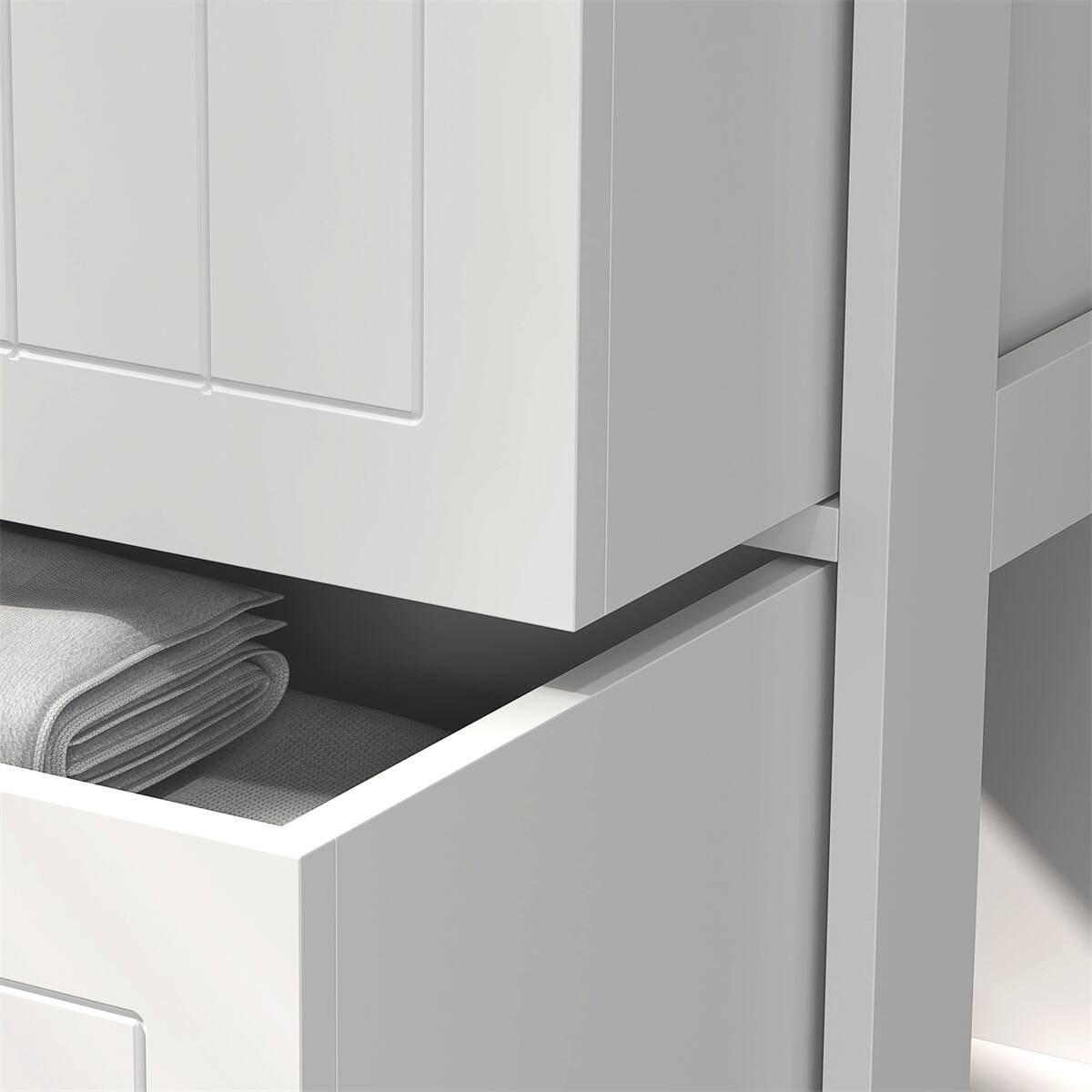 Angle. SlickBlue - Home Bathroom Storage Cabinet with Adjustable Shelves and Closed Door Design - White.
