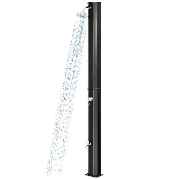 Left. Mondawe - 7.2 FT Outdoor Solar Shower with Rotating Head, 9.3 Gallon Tank for Pool Garden Camping - Black.