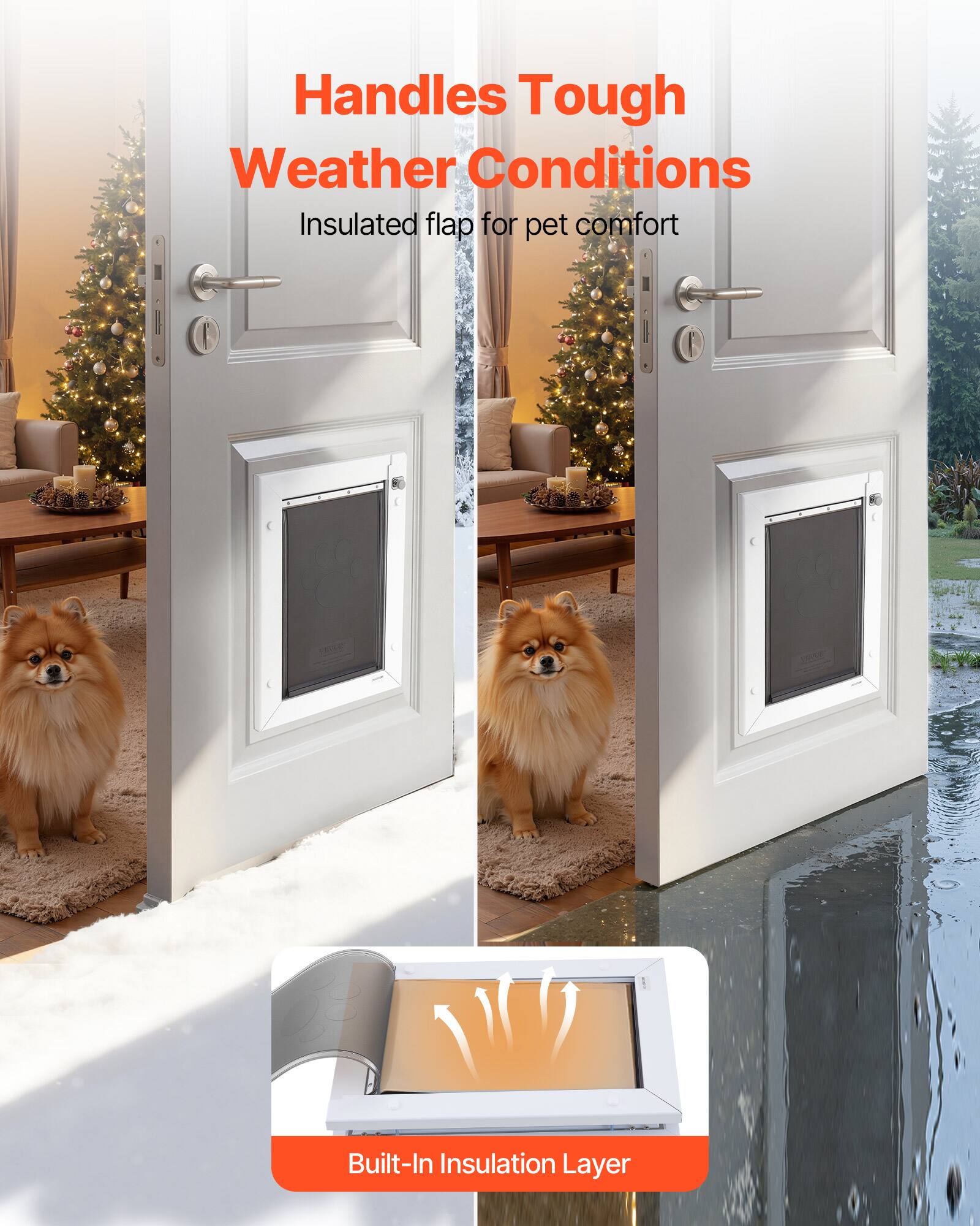 Handles Tough Weather Conditions  
Insulated flap for pet comfort  
Built-In Insulation Layer
