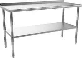 Winado - 59.1" x 23.6" Stainless Steel Table Heavy Duty Workbench with Backsplash and Undershelf for Garage & Commercial Kitchen - Silver