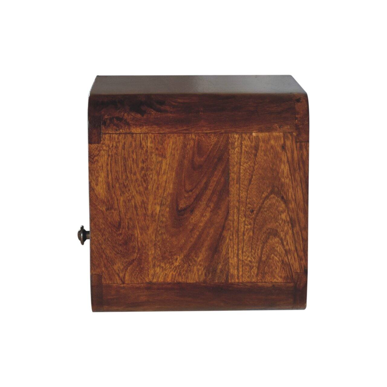 Alt View 5. Tiramisubest - Wall-Mounted Mini Chestnut Bedside with Open Slot and Drawer - Brown.