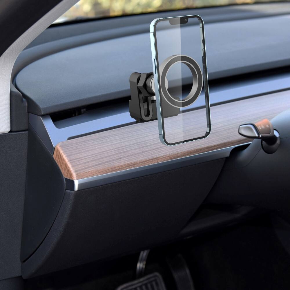Alt View 4. BEARSOLIM - Car Air Outlet Magnetic Phone Holder Suitable for Tesla Model 3/Y Magsafe Holder Car Holder, with Magsafe Magnetic Ring - BLACK.