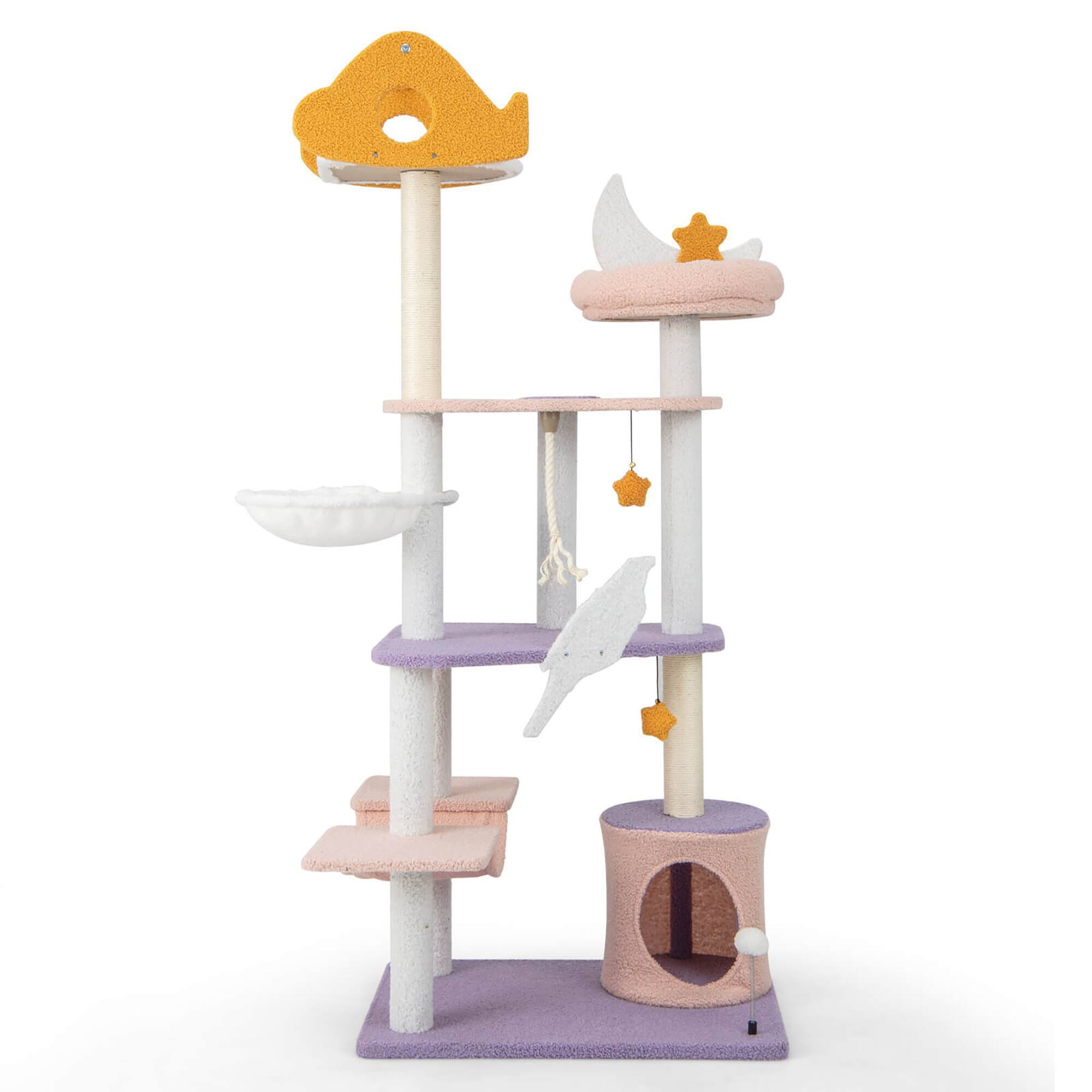 Alt View 9. Gymax - Gymax Cat Tree Cats Multi-level Cat Tower w/ Sisal Covered Scratching Posts Hammock.