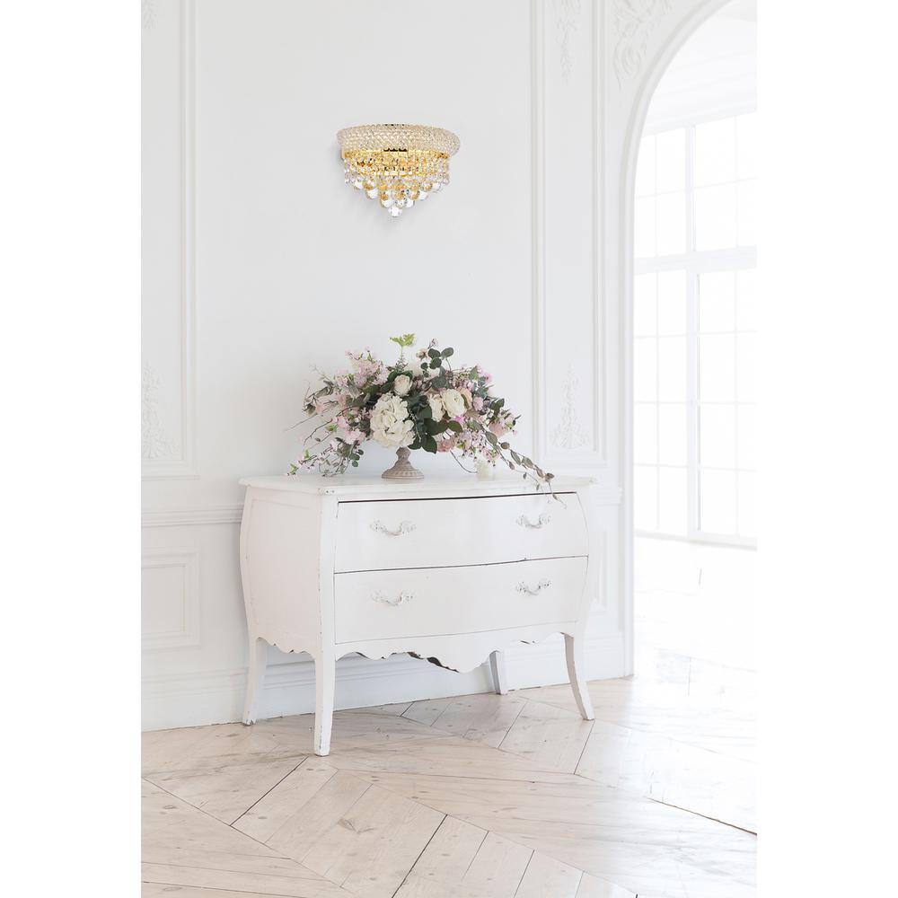 Back. Elegant Lighting - Primo 2 light Gold Wall Sconce Clear Royal Cut Crystal - Gold.