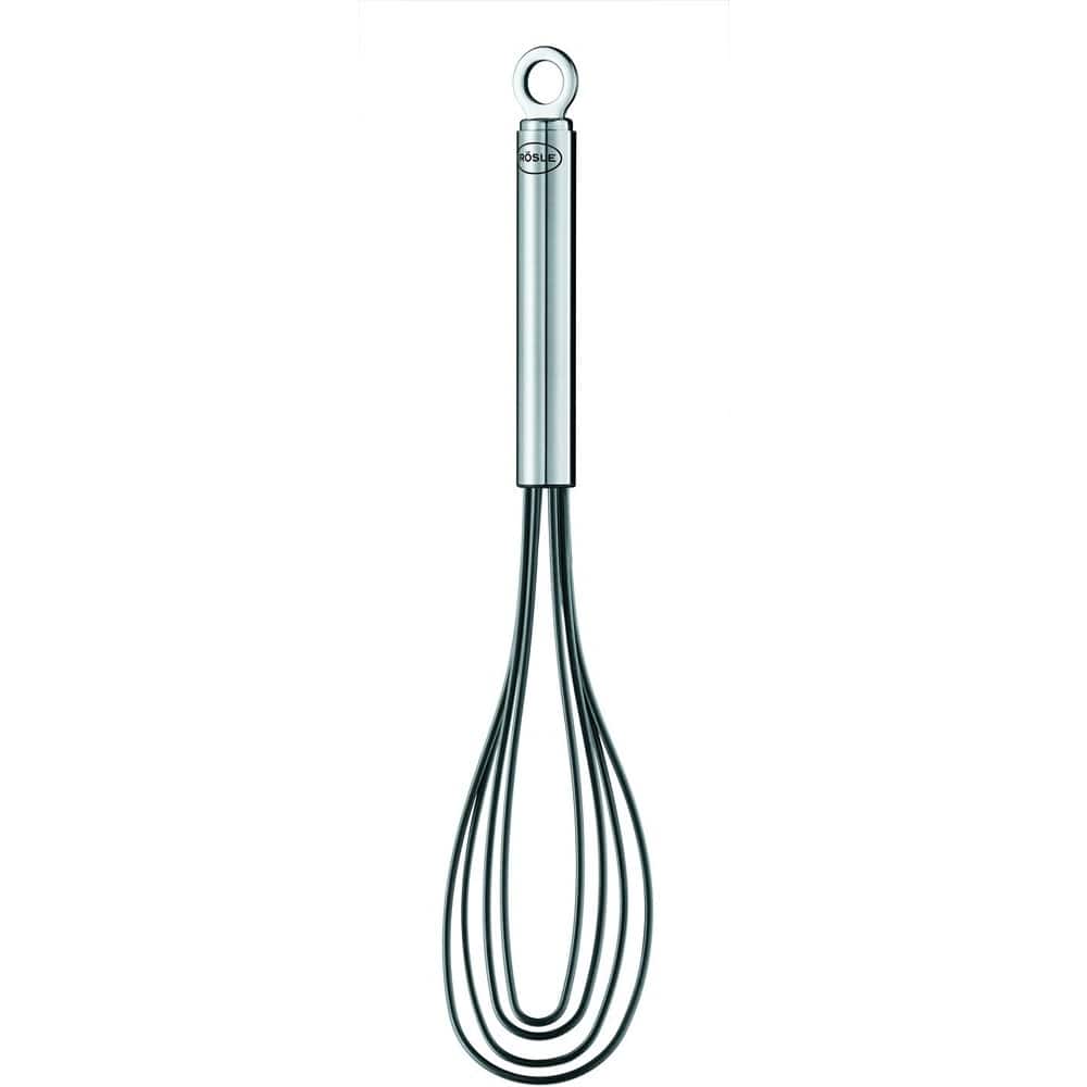 RTMB - Stainless Steel & Silicone Flat Egg Beater Whisk, 10.4-Inch Silver - Black