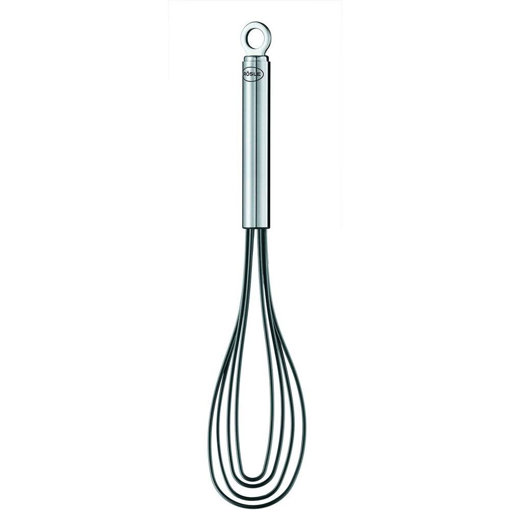 RTMB - Stainless Steel & Silicone Flat Egg Beater Whisk, 10.4-Inch Silver - Black