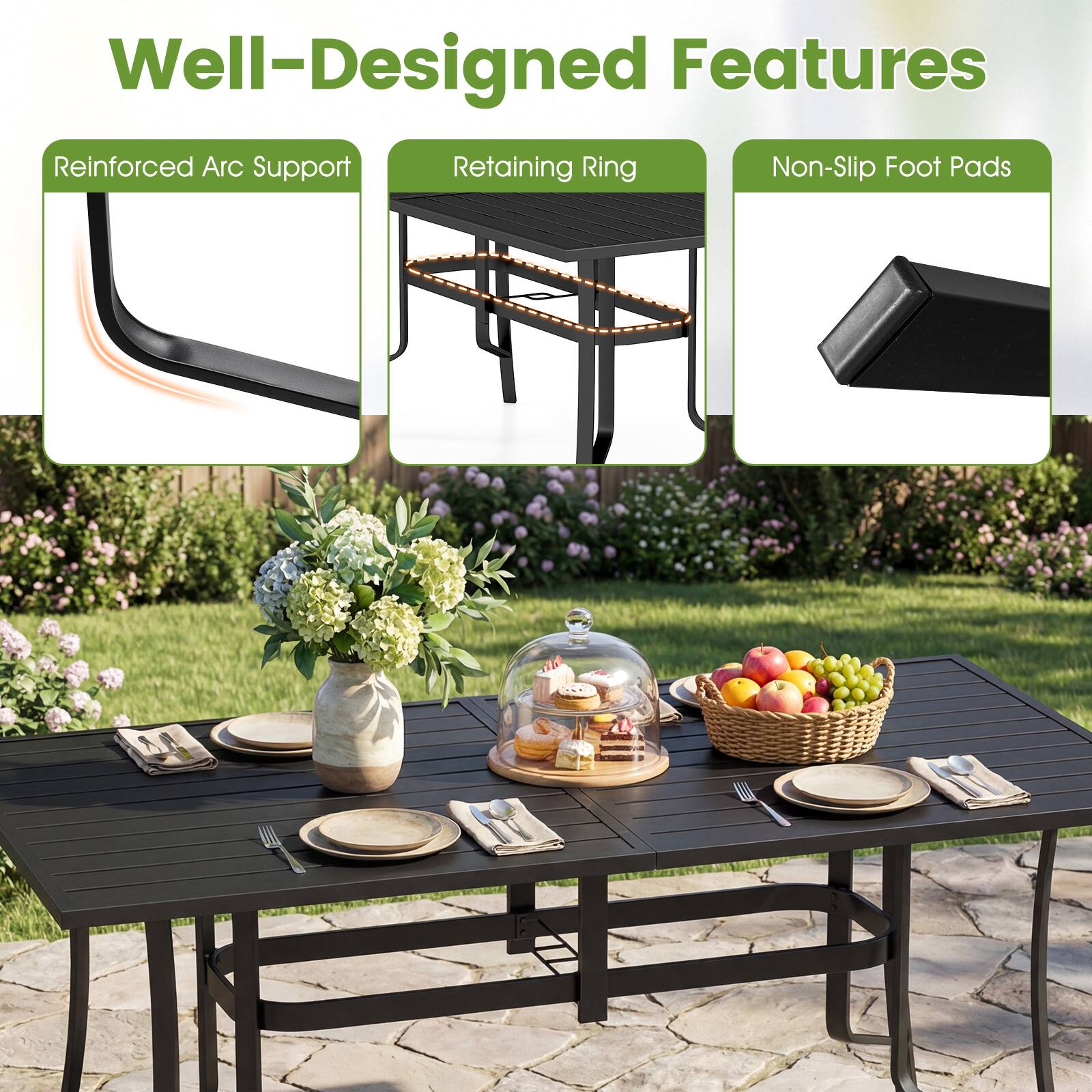 Well-Designed Features

- Reinforced Arc Support
- Retaining Ring
- Non-Slip Foot Pads