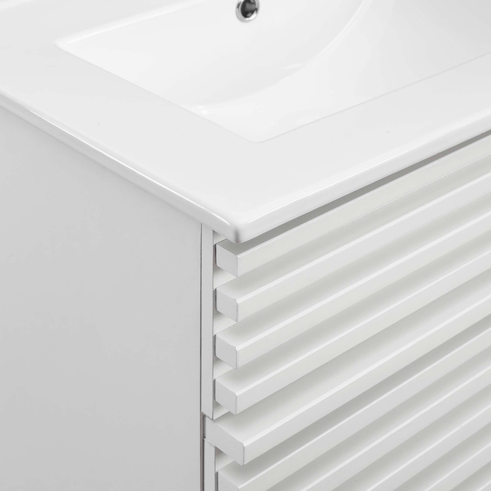 Alt View 6. Modway - Render 18" and 24" Bathroom Vanities with White Basin Included - White White.