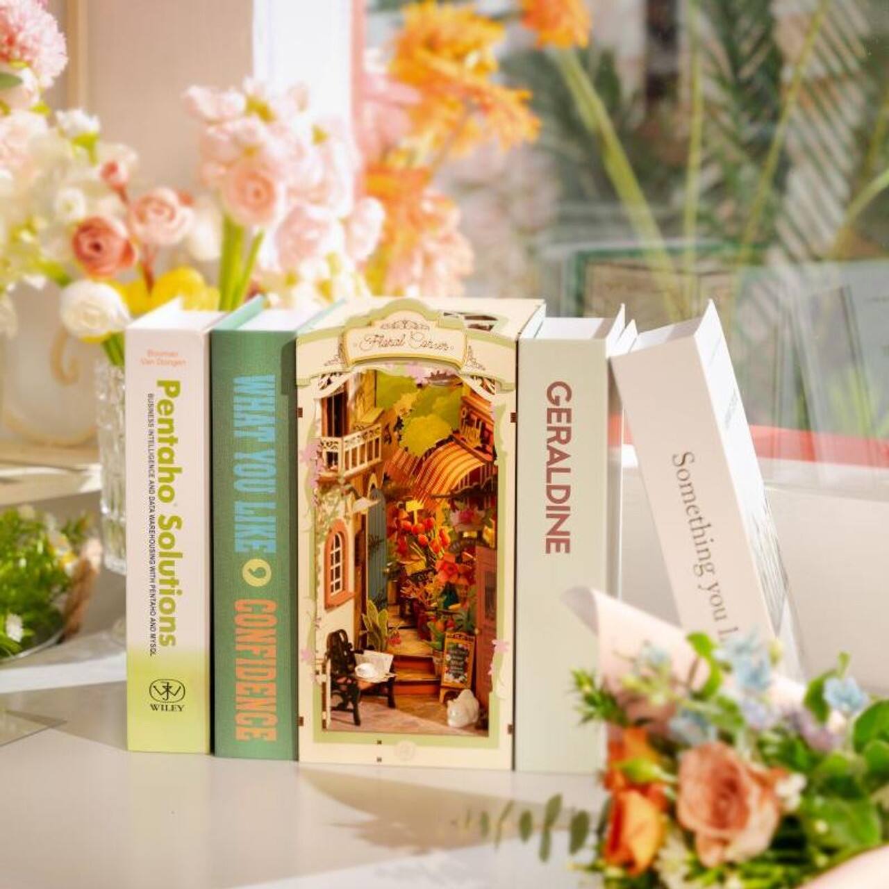 Alt View 2. 3D Puzzle - DIY 3D Book Nook Kit - Floral Corner 164pcs.