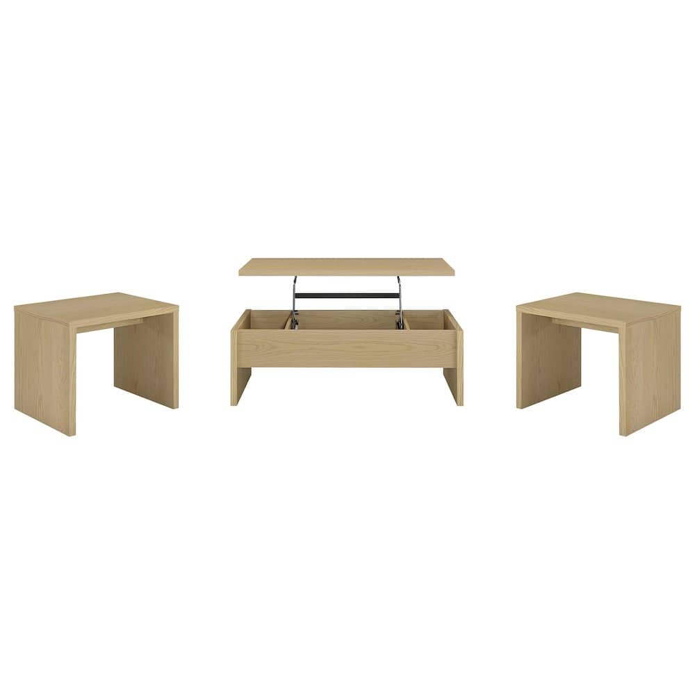 Coaster Co. of America - Canoga 3-piece Lift Top Cocktail Coffee Table Set - Light Oak