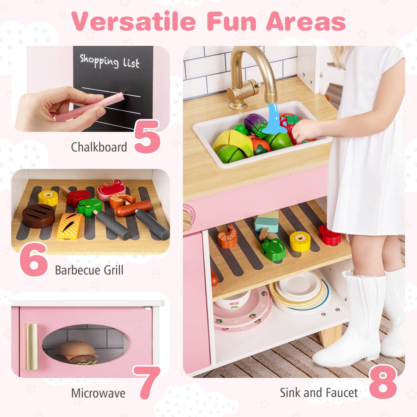 Versatile Fun Areas

5. Chalkboard  
6. Barbecue Grill  
7. Microwave  
8. Sink and Faucet