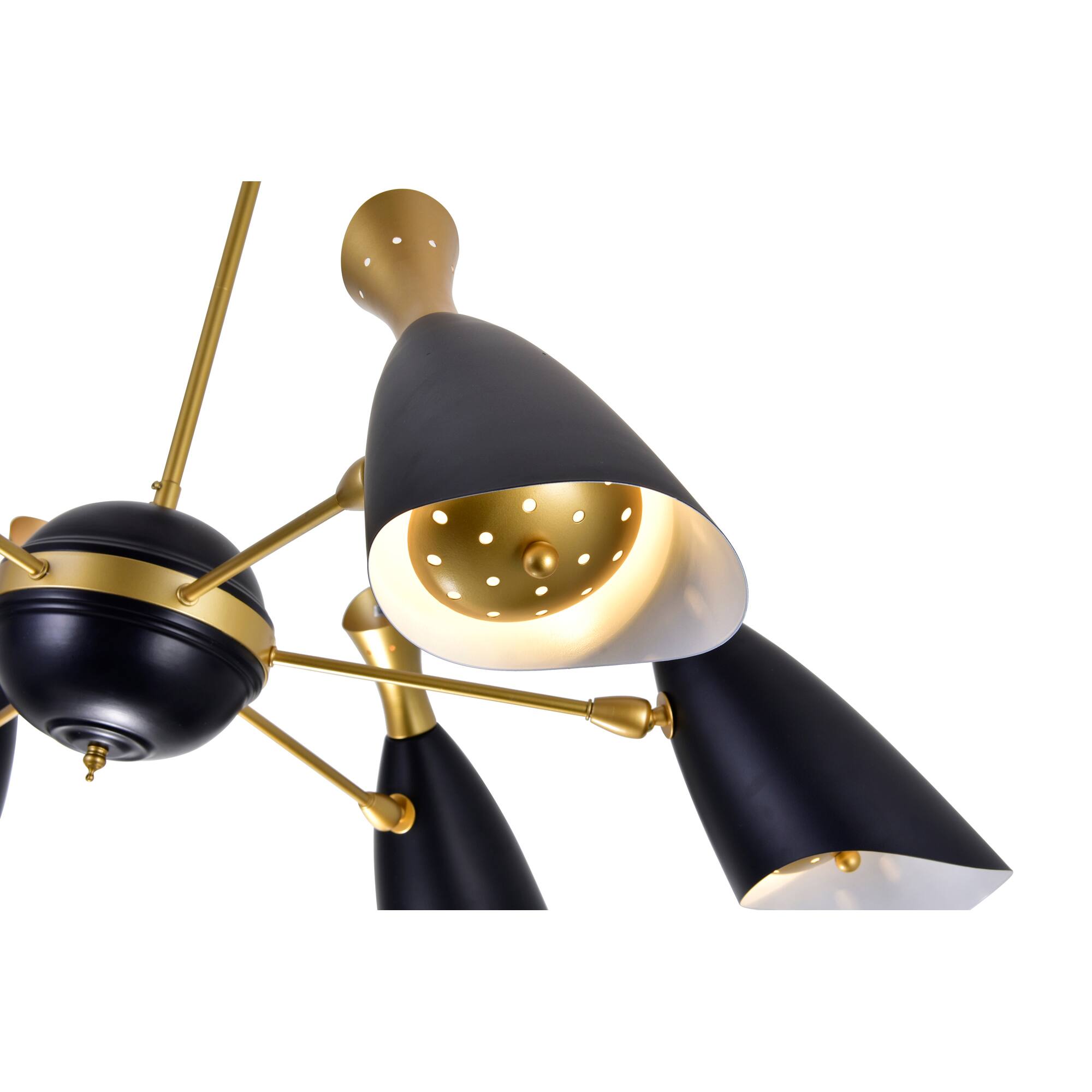 Alt View 1. CWI Lighting - Rolin 12 Light Down Chandelier With Matte Black & Satin Gold Finish - Matte Black & Satin Gold.