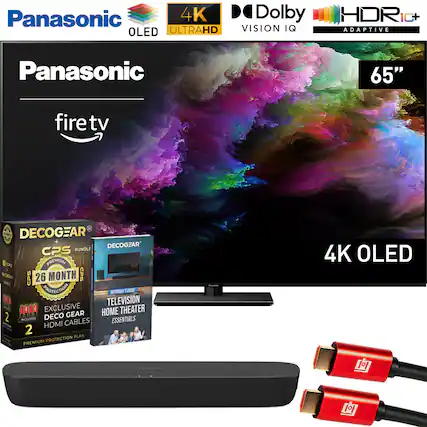Panasonic 4K OLED ULTRAHD
Dolby Vision IQ HDR10+ ADAPTIVE
65"
fire tv
DECOCGEAR CPS BUNDLE
26 MONTH CPS PROTECTION
EXCLUSIVE DECO GEAR HDMI CABLES
TELEVISION HOME THEATER ESSENTIALS
4K OLED