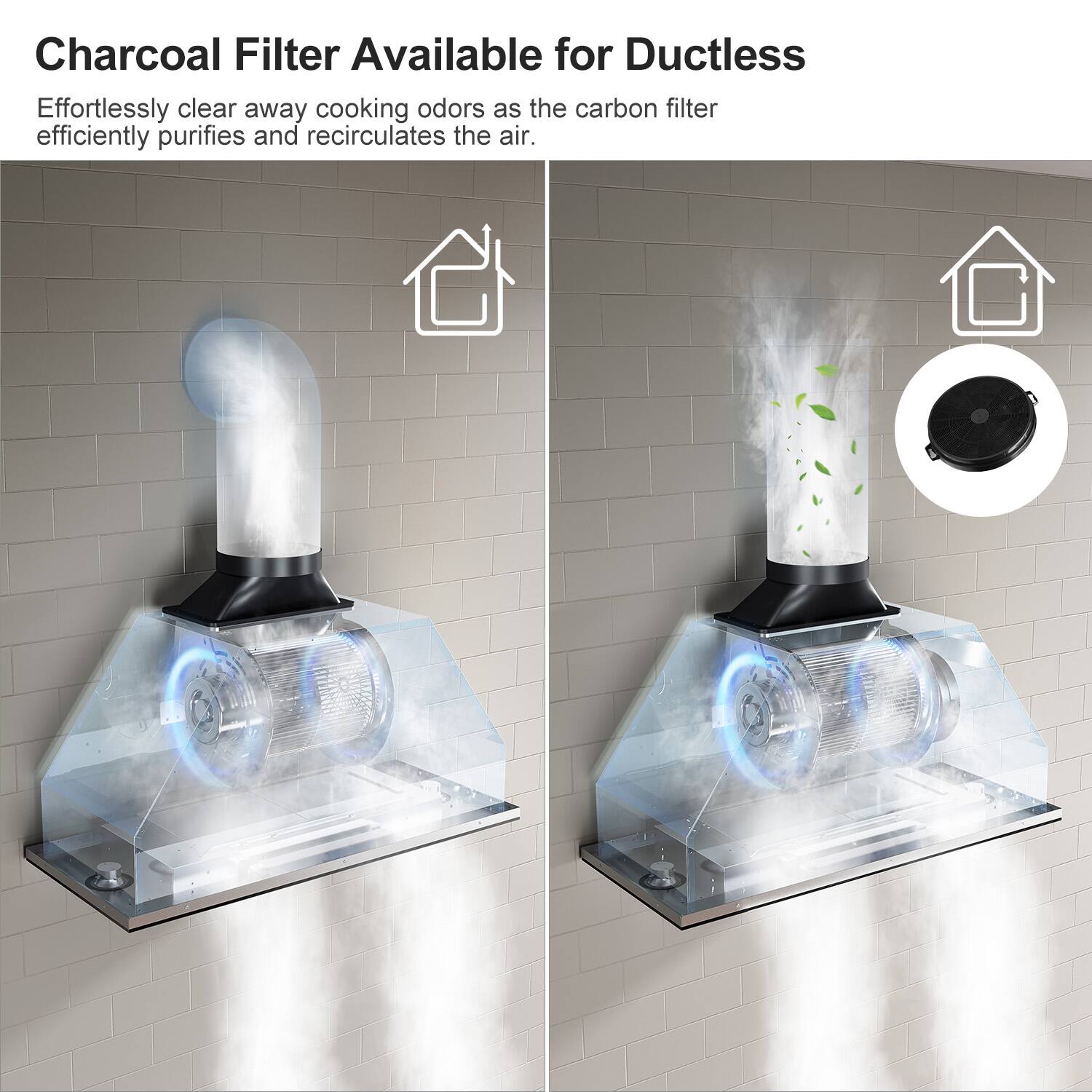 Charcoal Filter Available for Ductless

Effortlessly clear away cooking odors as the carbon filter efficiently purifies and recirculates the air.