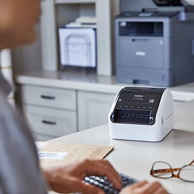 Alt View 1. Brother - Professional Wide Format Label Printer - Glossy Black/White.