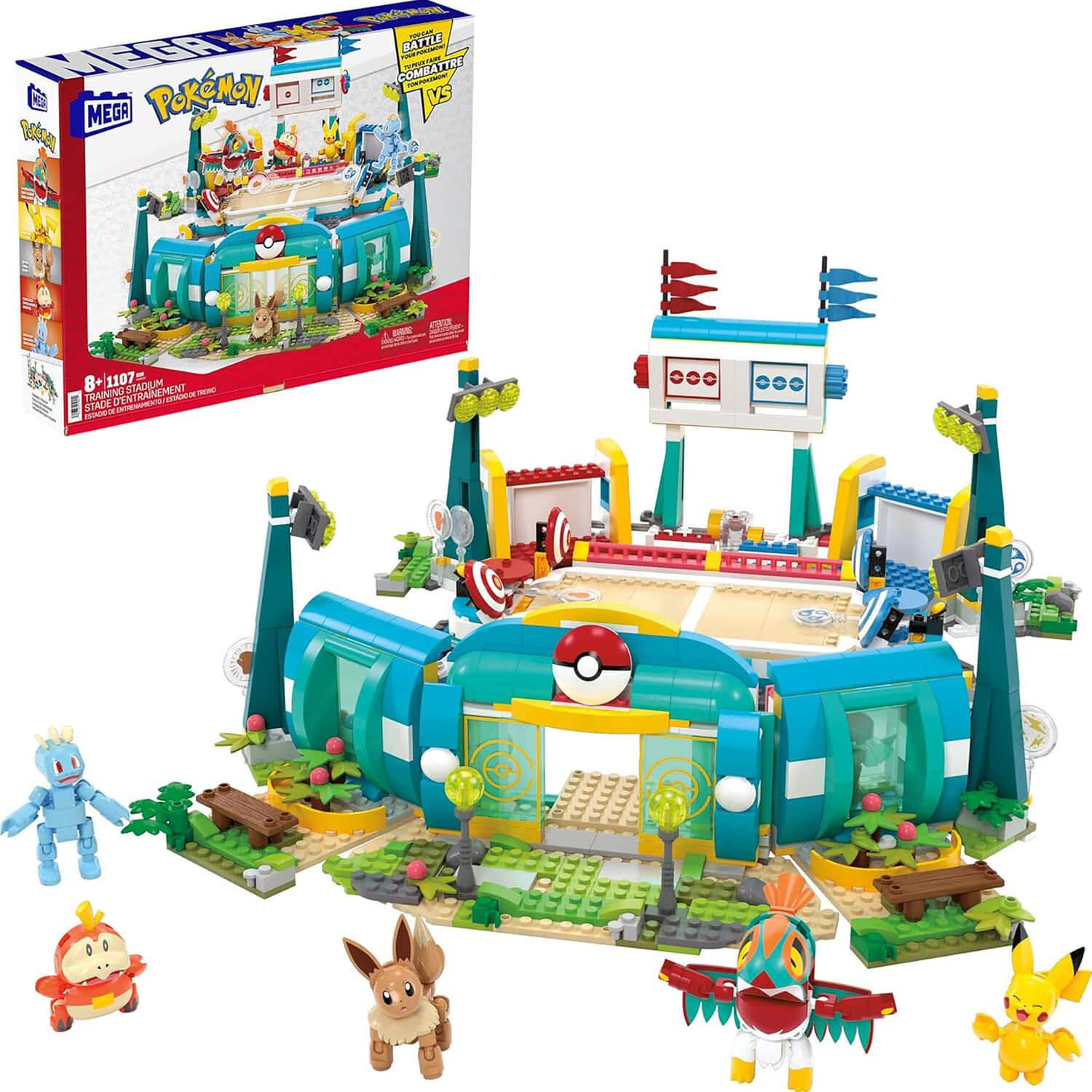 Mega Bloks - Pokemon: Training Stadium, 1001 Piece Building Toy Set - COLLECTABLES - Multicolor