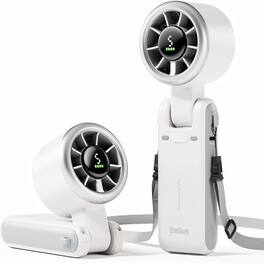 Loheer - Portable Handheld Turbo Fan, Battery Operated Mini Desk Fan, 5 Speeds, 4000mAh for Travel and Outdoors