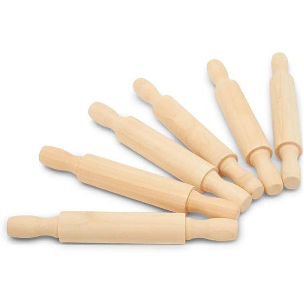 PARKER SLATER - 12-Pack Wooden Mini Rolling Pins – 5" for Baking, Crafts & Play-doh
