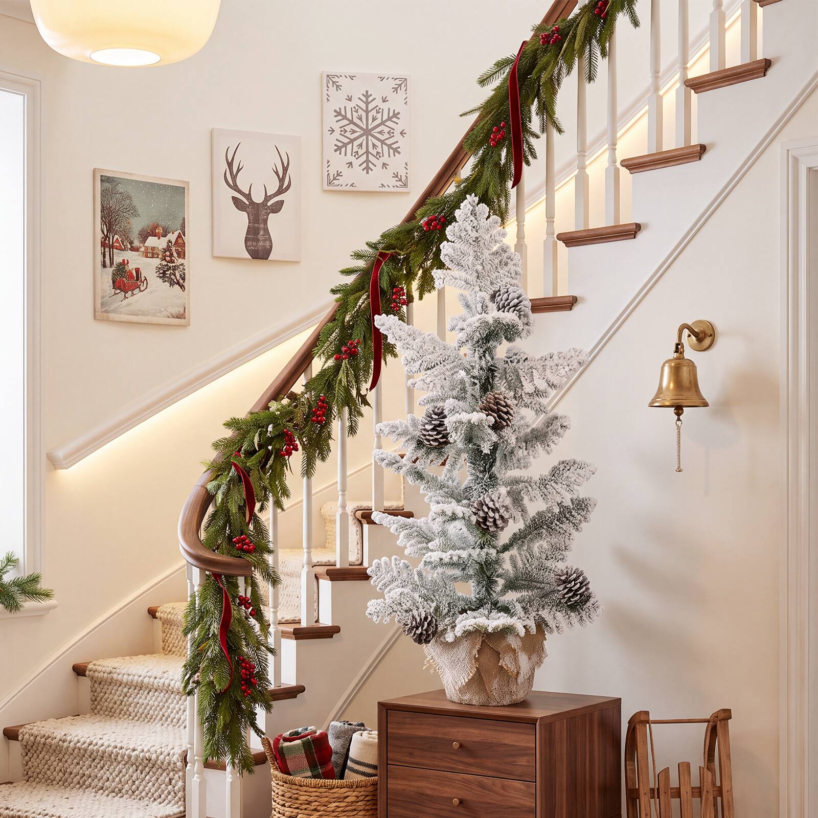 Alt View 5. Costway - Costway 3 ft Unlit Holiday Decoration Tree with 25 Cypress PE Leaves, 7 Natural Pine Cones - Green & White.