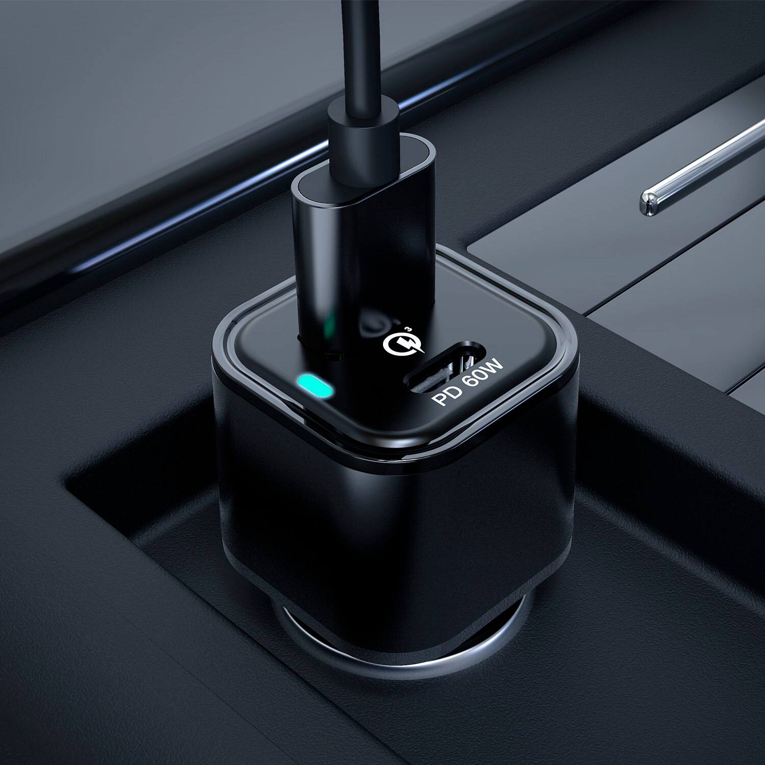 Alt View 21. Rexing - 78W Vehicle Quick Charger with 1 USB-C & 1 USB Port Compatible with iPhone and Samsung Note - Black.