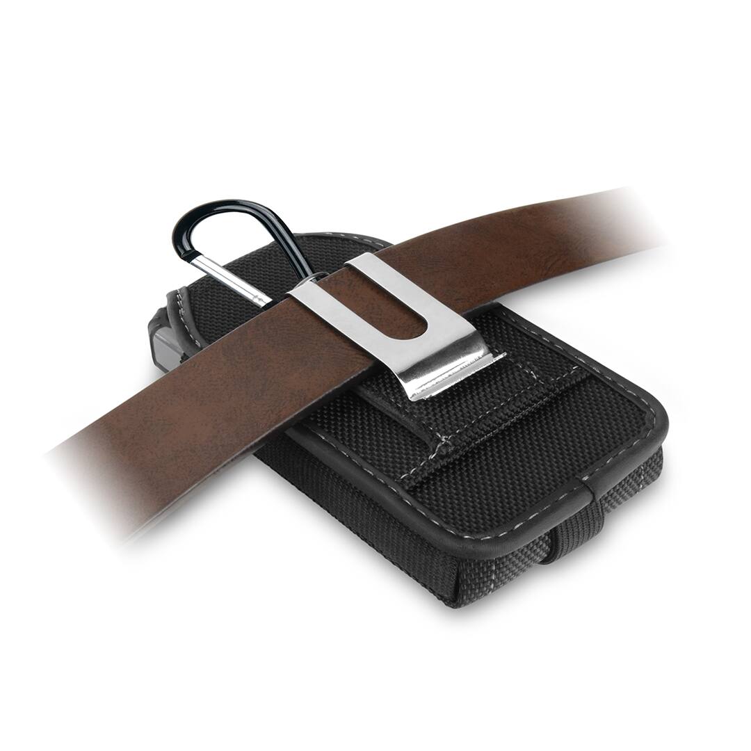 Angle. ToughTested - ToughTested Rugged Universal Nylon Phone Case with Dual Belt Clip System - Black.