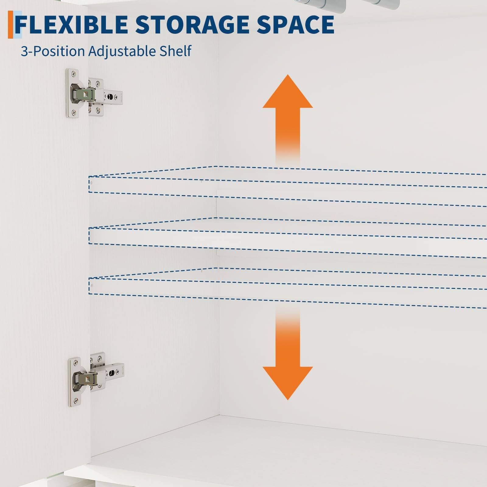 FLEXIBLE STORAGE SPACE  
3-Position Adjustable Shelf