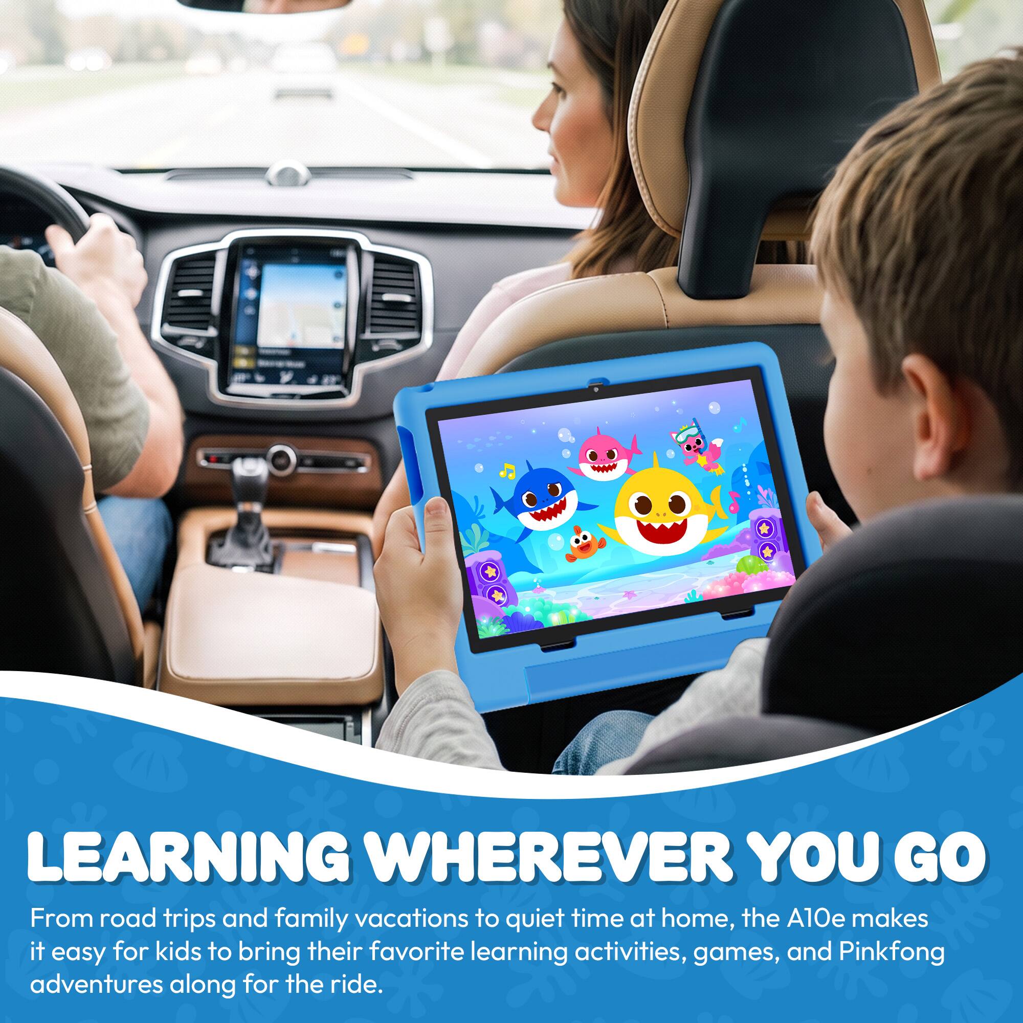 LEARNING WHEREVER YOU GO

From road trips and family vacations to quiet time at home, the A10e makes it easy for kids to bring their favorite learning activities, games, and Pinkfong adventures along for the ride.