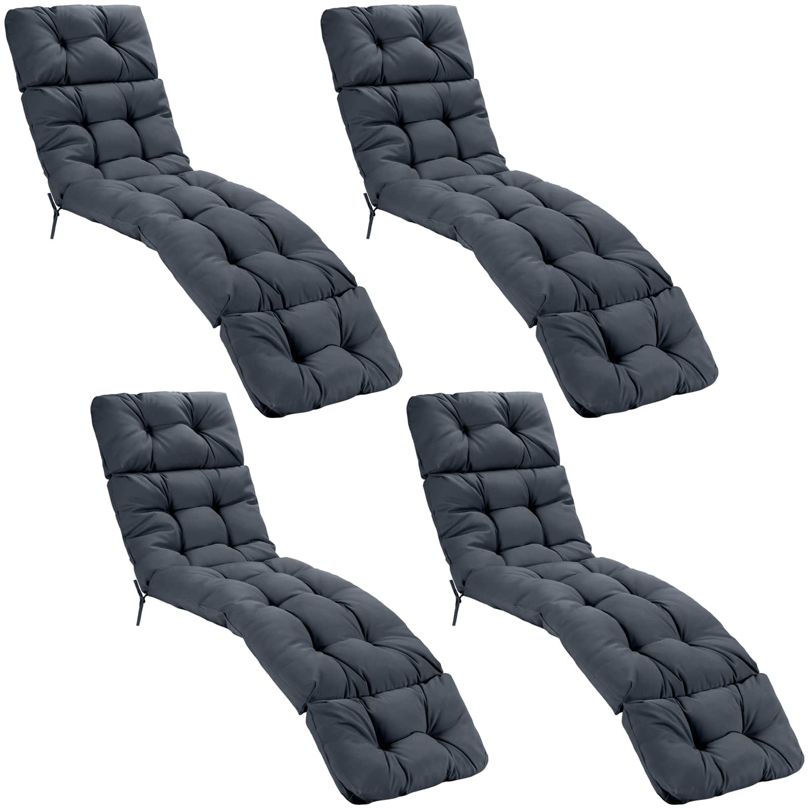 Gymax - Set of 4 73'' Lounge Chaise Cushion Padded Recliner Cushion Grey - Gray