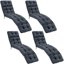 Gymax - Set of 4 73'' Lounge Chaise Cushion Padded Recliner Cushion Grey - Gray