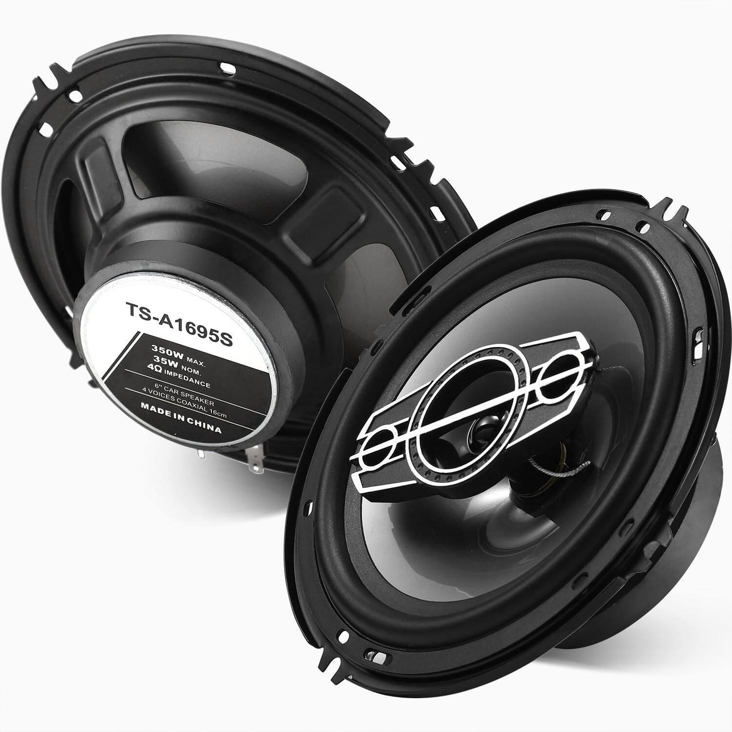 TS-A1695S  
350W MAX  
35W  
4Ω NOM.  
4Ω IMPEDANCE  
4 VOICES COAXIAL  
CAR SPEAKER  
16cm  
MADE IN CHINA