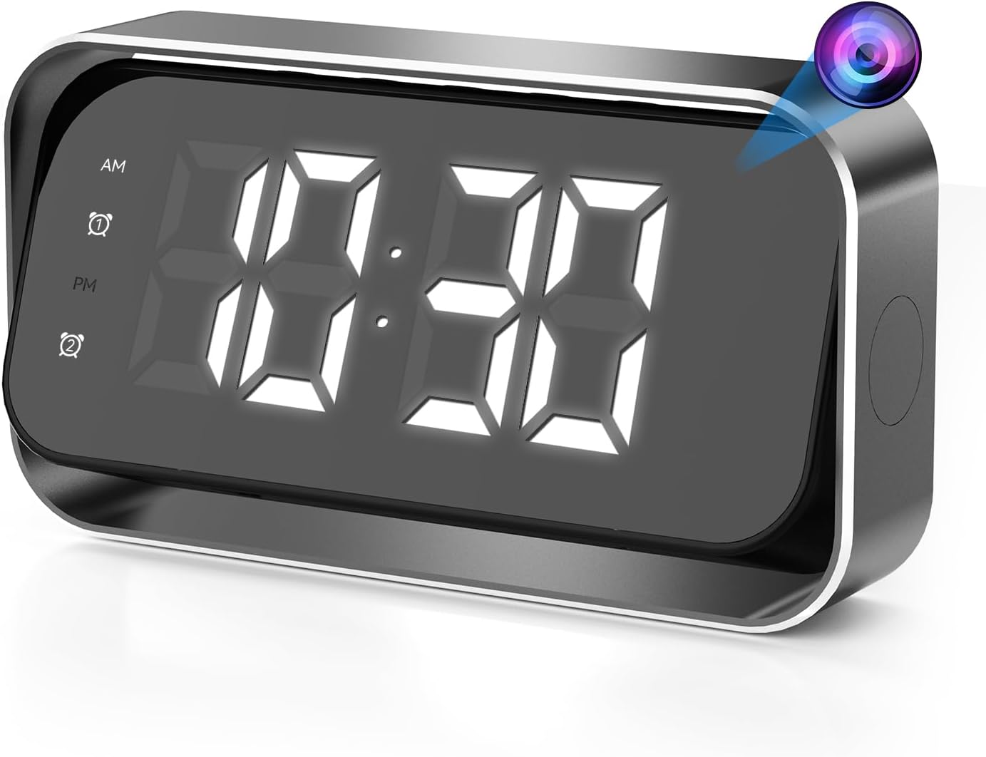 Front. Core Tech - Core Tech 4K Dual-Band Wi-Fi Alarm Clock Indoor Security Camera with Night Vision and Motion Alerts - Black.