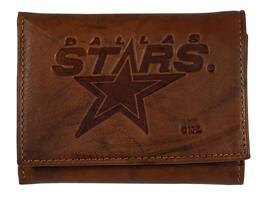 Rico Industries - Dallas Stars NHL 1993-2013 Embossed Logo Brown Leather Tri-fold Wallet - Multi
