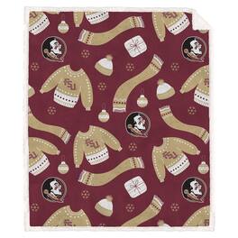 Pegasus - Florida State Seminoles 60" x 70"-Ugly Sweater Flannel Fleece Sherpa Blanket - Multicolor