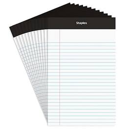 Staples - Notepads, 5" x 7.25", Narrow Ruled, 50 Sheets/Pad, Dozen (ST57338) - White