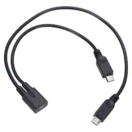 Unique Bargains - Micro USB Female to Micro USB Male 2-in-1 Splitter Charging Cable 11.8" - Black