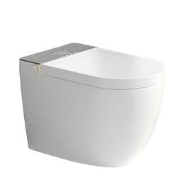 Ecooso - Smart Toilet with Auto Open Close Lid, Heated Seat, Warm Water, Auto Flush, Remote and Foot Sensor - White/gray
