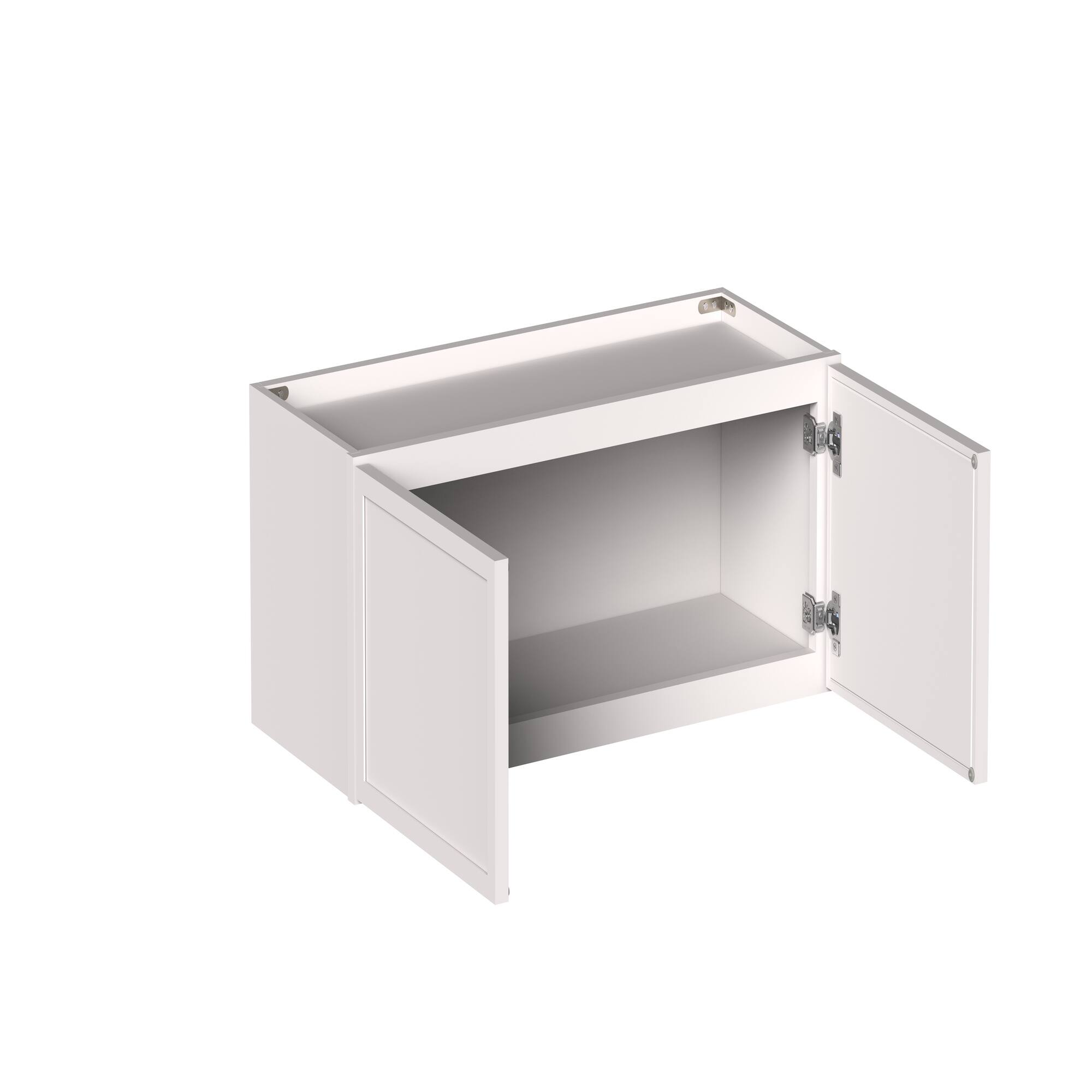 Front. Boyel Living - 30-in W x 12-in H x 12-in D Slim Shaker RTA Kitchen Wall Cabinet with Soft-Close - Snow White.