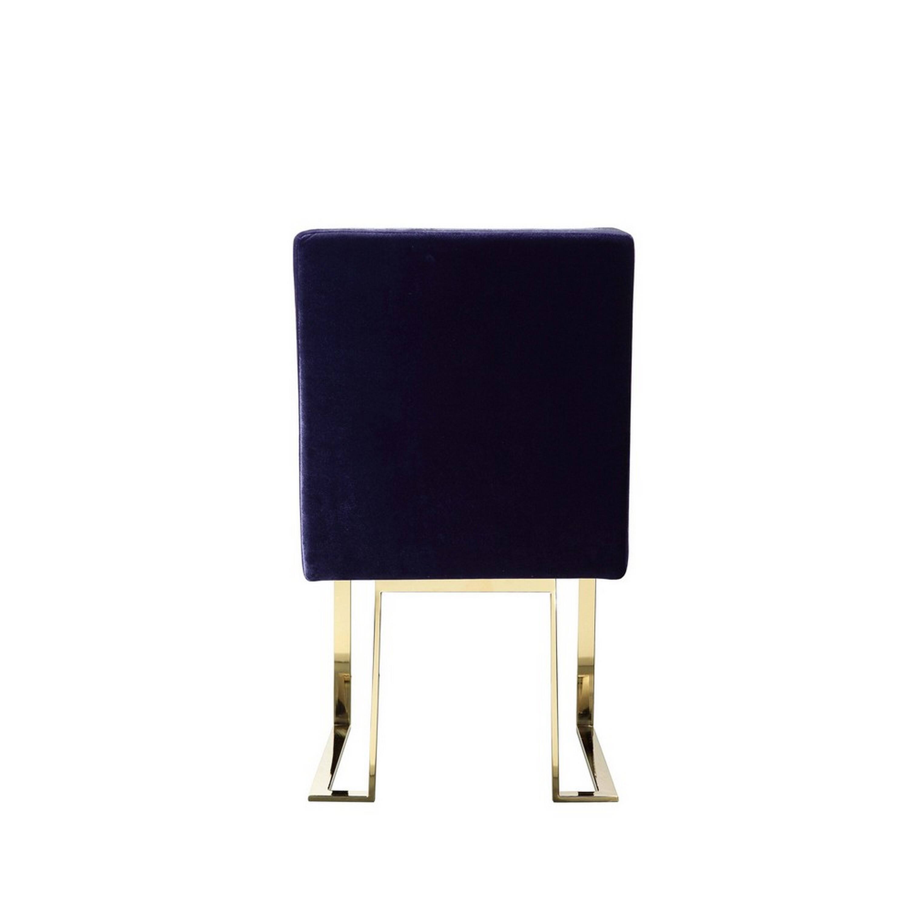 Back. Manhattan Lane - Boly 24 Inch Side Dining Chair Set of 2,   Velvet,  Cantilever - Navy Blue, Gold.