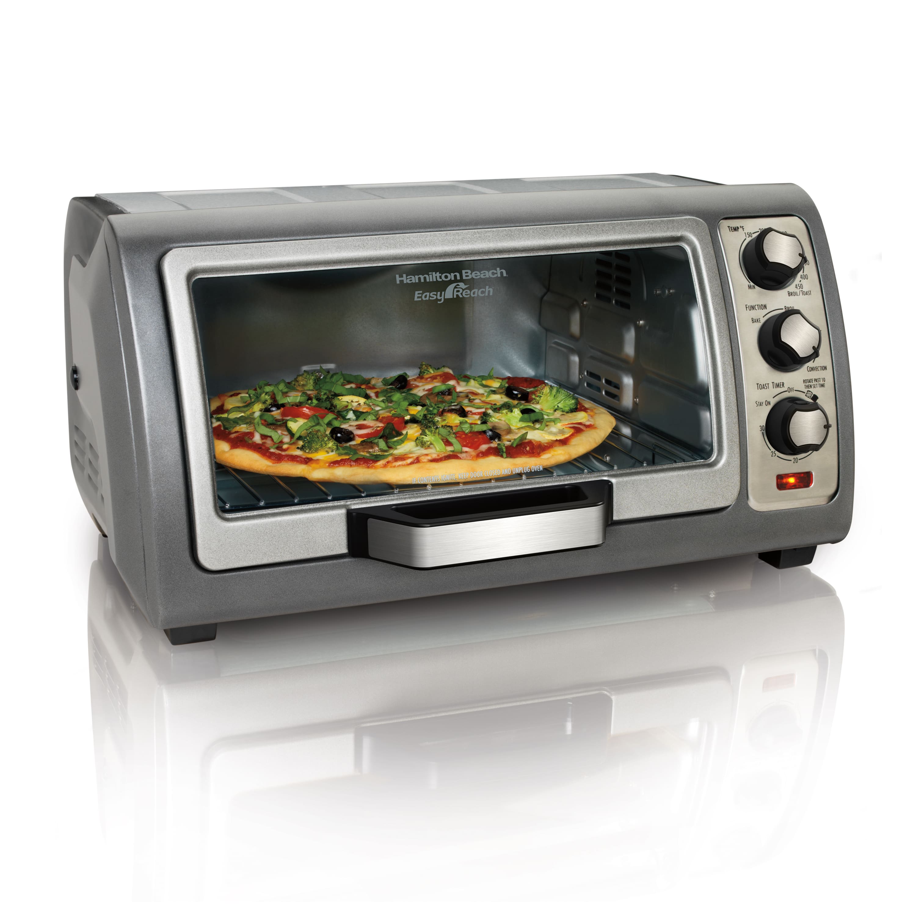 Hamilton Beach - Easy Reach® Toaster Oven with Roll-Top Door - Black