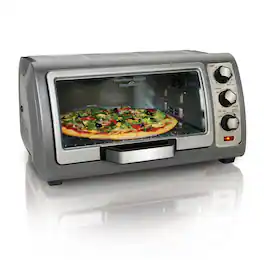 Hamilton Beach - Easy Reach® Toaster Oven with Roll-Top Door - Black
