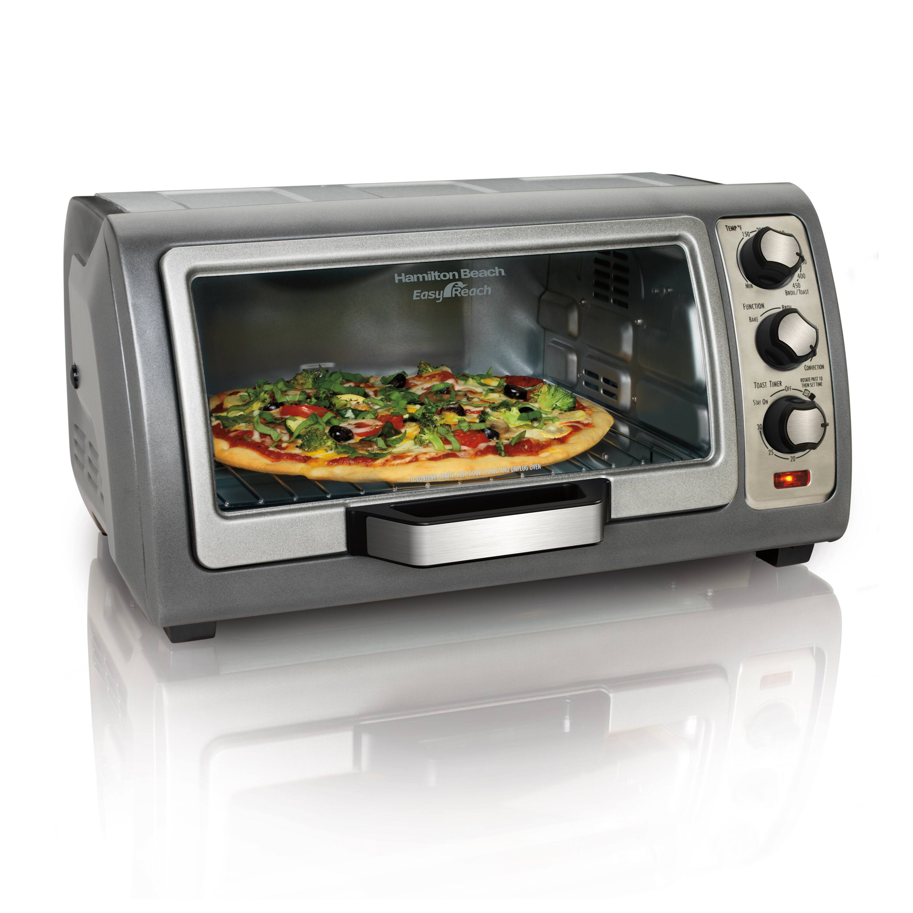 7967  
Hamilton Beach Easy Reach  
FUNCTION BAKE  
BROIL  
TOAST  
TOAST TIMER  
CONVECTION  
TOAST THE SUPER 12%  
NOURS  
AND M 6 DER 100  0,050 1 LOTAL GAR
