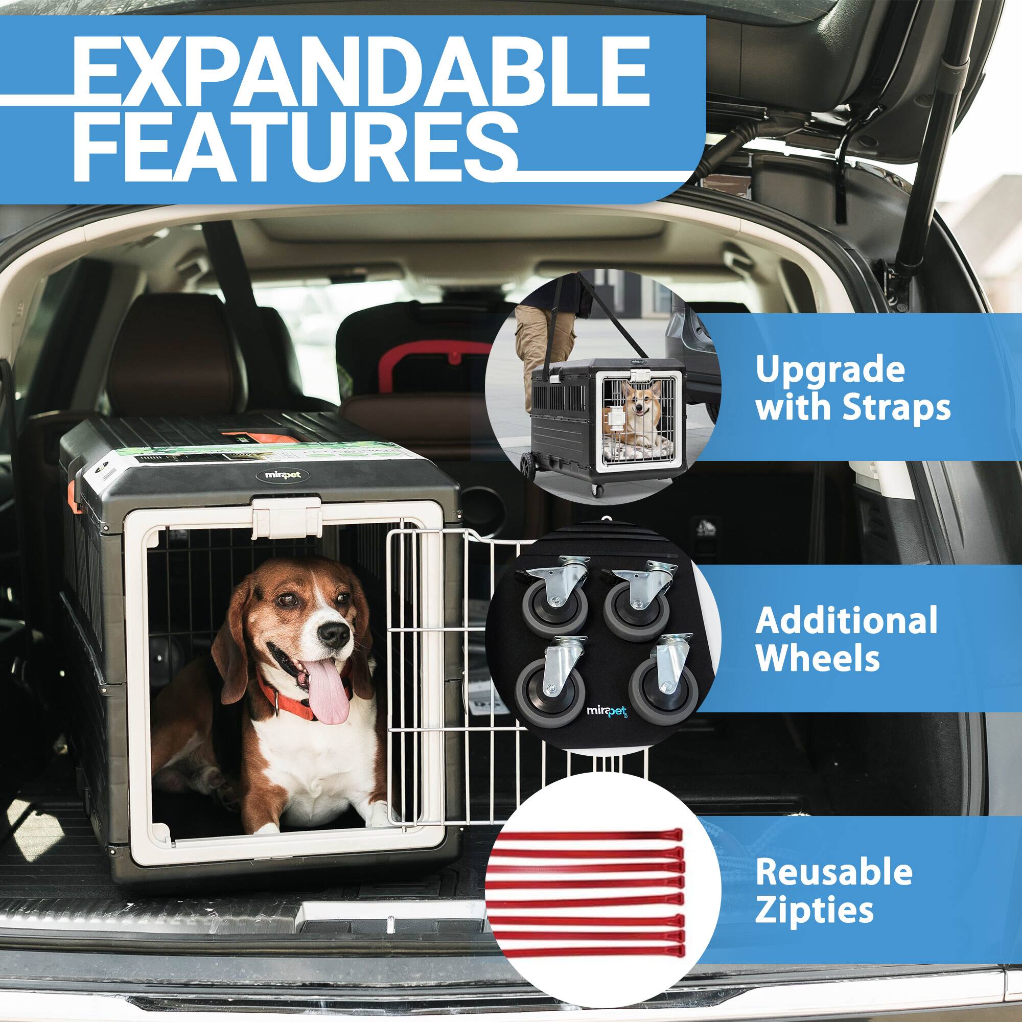EXPANDABLE FEATURES

- Upgrade with Straps
- Additional Wheels
- Reusable Zip Ties